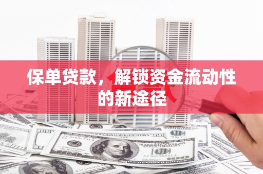 乐清保单贷款，解锁资金流动性的新途径