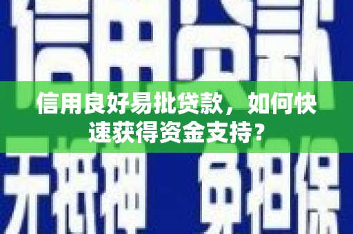 乐清信用良好易批贷款，如何快速获得资金支持？
