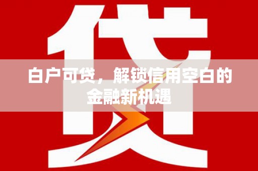 乐清白户可贷，解锁信用空白的金融新机遇