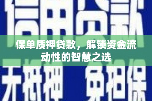 乐清保单质押贷款，解锁资金流动性的智慧之选