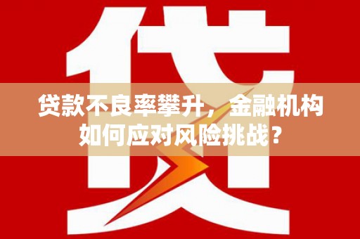 乐清贷款不良率攀升，金融机构如何应对风险挑战？
