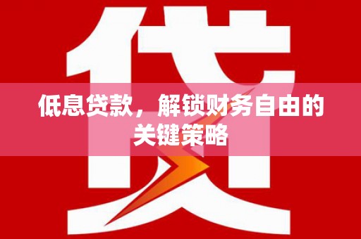 乐清低息贷款，解锁财务自由的关键策略
