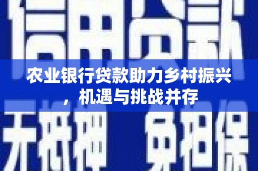 乐清农业银行贷款助力乡村振兴，机遇与挑战并存