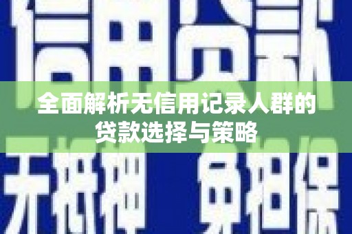 乐清全面解析无信用记录人群的贷款选择与策略