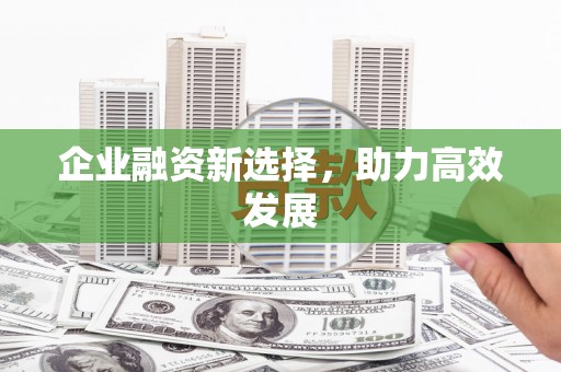 乐清企业融资新选择，助力高效发展